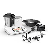 Moulinex Click&Cook HF5061 - Robot de cocina multifunción 3.6 l (Recetario, 10 programas automáticos, temperatura de 30 a 120 ºC, 12 velocidades, 1400 W, 32 funciones, báscula) Negro, Blanco